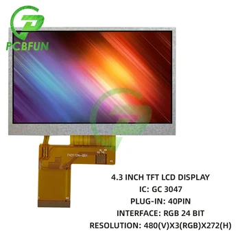 4.3 İnç 480xRGBx272 GC3047 Sürücü 350 Parlak TFT LCD Ekran Modülü Dokunmatik 40PIN RGB