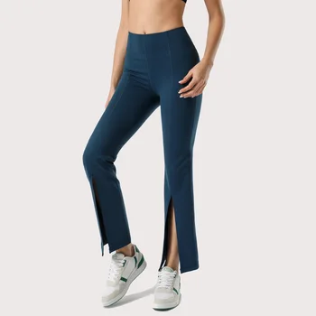 2023 Yeni Geniş Bacak Pantolon Yüksek belli Yoga Alevlendi Pantolon kadın Kalça kaldırma Yoga Pantolon Dans Spor Spor Yarık Pantolon
