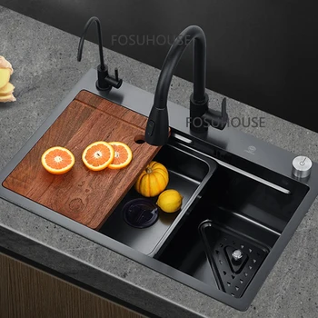Iskandinav 304 paslanmaz çelik mutfak lavabosu Kiti Gurme Musluk Mutfak Öğesi Kalınlaşmak Çok Fonksiyonlu Altında Gurme mutfak lavaboları