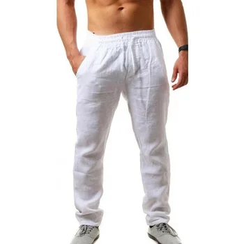 Yeni Sıcak erkek Pamuk Keten Pantolon Erkek İlkbahar Sonbahar Yeni Nefes Düz Renk Keten Pantolon Spor Streetwear S-5XL