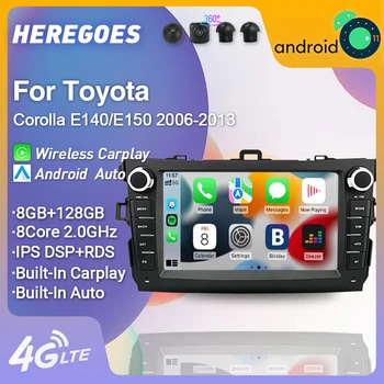 Carplay 2 Din Android 11 Araba DVD Oynatıcı Toyota Corolla İçin E140/150 2006 - 2012 2013 4G LTE Navigasyon GPS Radyo Stereo 8 + 128 GB