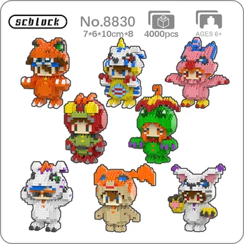 SC 8830 Digimon Agumon Gabumon Piyomon Patamon Tailmon Dijital Canavar Bebek Mini Elmas Blokları Tuğla Yapı Oyuncak Hediye Yok Kutusu