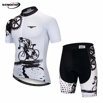 WEİMOSTAR Yaz Bisiklet Jersey Seti Nefes Takım Yarış Spor Bisiklet Jersey Erkek Bisiklet Giyim Kısa MTB Bisiklet gömlek