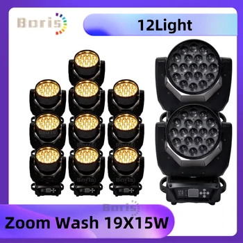 1~12 adet 19X15W Led yıkama Zoom Rgbw hareketli kafa ışık sahne spot ışık Lir yıkama Zoom ışın CTO AURA 3 daire kontrol Dmx512
