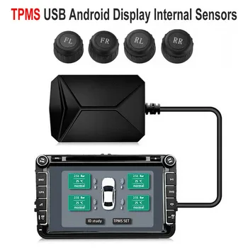 USB Android TPMS Araba lastik basınç alarmı Monitör Sistemi araç Android oyuncu Sıcaklık Uyarısı dört sensörlü