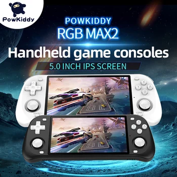 POWKIDDY rgb10maxⅡ El Oyunları HD Ekran Linux EmuELEC Taşınabilir Retro Oyun Konsolu RK3326 3D Rocker PS1 Oyun Emülatörü