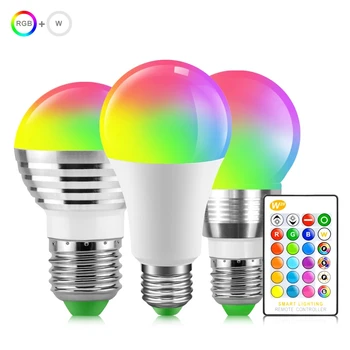 E27 RGB LED Ampul 5W 7W 16 Renk Değiştirilebilir LED Lamba 110-220V RGBW LED ışık Ampul Spot IR Uzaktan İle Ev Odası Dekorasyon