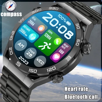 Yeni akıllı saat Erkekler pusula Müzik Bluetooth Çağrı NFC Sağlık Monitör Spor Su Geçirmez IP68 saatler erkekler Smartwatch Hediye Kutusu