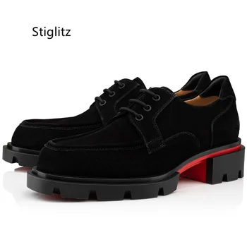 Siyah İnek Süet erkek ayakkabıları Lace Up Casual erkek resmi ayakkabı Rahat Nefes Lüks Erkekler sosyal iş ayakkabısı Erkek Ayakkabı