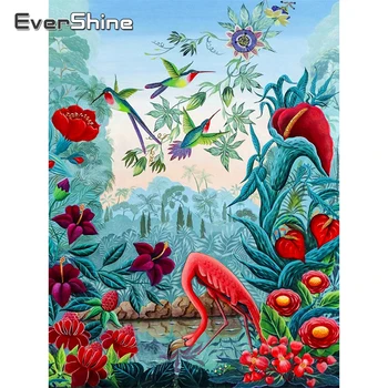 EverShine Tam Kare Elmas Nakış Flamingo Yeni Varış Kitleri Elmas Boyama Çiçek Çapraz Dikiş Mozaik Hayvan Duvar Dekor