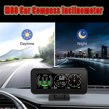 Araba Head Up Display Araba Pusula İnklinometre Eğim Açısı Hız GPS Dijital eğim ölçer Aşırı Hız Alarmı Otomatik Off Road Aksesuarları