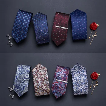 Yeni Tasarım erkek Baskı Desen Kravatlar Erkekler için 7.5 cm Kravatlar polyester jakar Gravatas Düğün Bağları Fit İşyeri