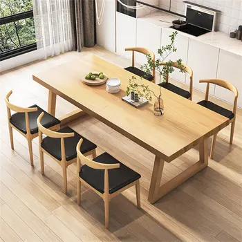 Japon Tarzı katı ahşap yemek masası yemek odası mobilyası İskandinav Ev Küçük Daire yemek masası ve Sandalye Kombinasyonu