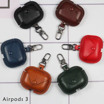 Deri Bluetooth Kablosuz kulaklık kutusu AirPods İçin Pro Hakiki Koruyucu Kapak Apple Airpods İçin Pro 2 3 hava pods 3 kılıf