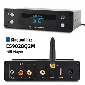 Q3 Bluetooth 5.0 HİFİ Kayıpsız U Disk Müzik Çalar ES9028 Çözme 24Bit 192k USB DAC Destekler APP Koaksiyel COA OPT Fiber Girişi