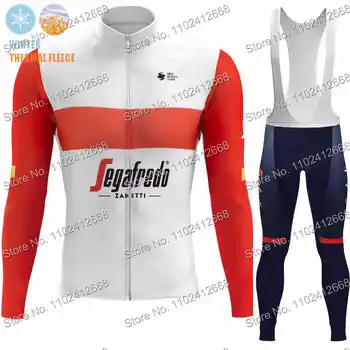 2023 Takım İtalya Dünya Şampiyonu Mads Pedersen Kış Bisiklet Jersey Seti Erkekler Yol Bisikleti Termal Ceket Takım Elbise Bisiklet Pantolon Giyim