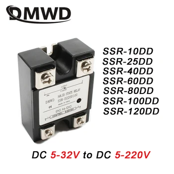 1 Adet SSR 10DD/25DD/40DD/60DD/80DD/100DD/120DD DC tek fazlı katı hal röle göstergesi ile Giriş 5-32V DC yük 5-220V DC