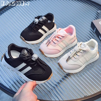 Bebek ayakkabıları Çocuk Sneakers Erkek kaymaz rahat ayakkabılar Moda Dantel-up Rahat Nefes Spor koşu ayakkabıları Kızlar için 2023