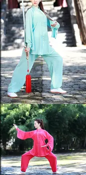 Yüksek kaliteli kadın kung fu giyim dövüş sanatları performans üniformaları Tai chi taiji wushu rekabet takım elbise mor / mavi