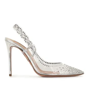 Kadın stiletto topuklu ince kristal topuklu seksi peep-toe düğün gelin ayakkabıları bahar kadın topuklu