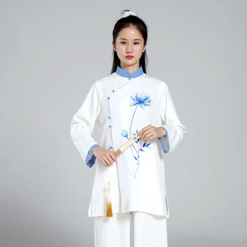 Tai Chi Elbise Kadın Wushu Elbise Kung Fu Rekabet Elbise Dövüş Sanatı Üniforma Kırışıklık Ücretsiz 2023 El Boyalı
