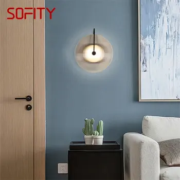 SAMAN çağdaş iskandinav duvar ışık kapalı fikstür yuvarlak başucu lambası LED ev dekorasyon yatak odası