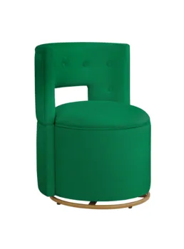 Oturma Odası Sandalyesi, Depolama Fonksiyonlu 360° Döner Vurgulu Sandalye, Altın Metal Tabanlı Kadife Kavisli Sandalye, Yatak Odası, Yeşil