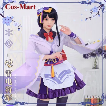 Cos-Mart Oyun Genshin Darbe Raiden Shogun Cosplay Kostüm Muhteşem Hizmetçi Elbise Kadın Aktivite Parti Rol Oynamak Giyim S-XL
