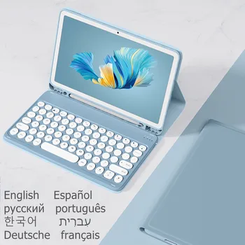 Samsung Galaxy Tab için klavye S6 Lite 10.4 2020 Klavye Durumda SM-P610 P615 Kapak Rusça İspanyolca İngilizce Arapça Klavye Funda