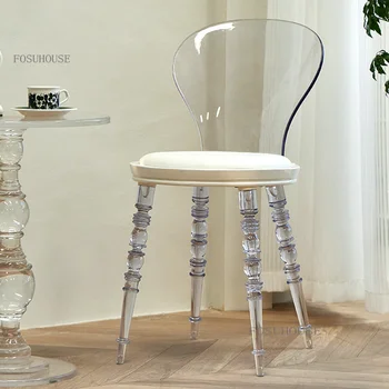 İskandinav Akrilik yemek sandalyeleri Küçük Aile yemek Sandalyesi Rahat yatak odası mobilyası Tasarım Ins Makyaj Arkalığı Sandalye