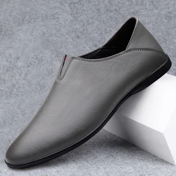 Yaz Lüks Marka Hakiki deri erkek ayakkabısı Loafer'lar Iş Rahat deri ayakkabı Erkekler düz ayakkabı Rahat Moccasins Erkekler