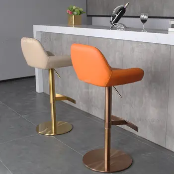 Nordic ışık lüks bar sandalyesi s Basit Kaldırma Döner Metal Ev bar sandalyesi Modern Paslanmaz Çelik yüksek tabureler mutfak mobilyası