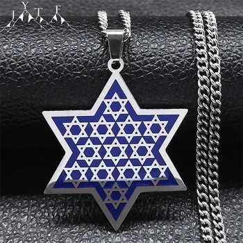 Moda David yıldızı Bildirimi Kolye Paslanmaz Çelik Dini Kolye Erkekler için Yahudi Heksagram Muska Takı Hediyeler 8140