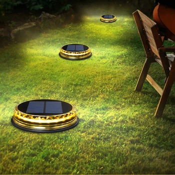 Güneş enerjili Disk ışıkları 17LED güneş yolu ışıkları açık su geçirmez bahçe peyzaj aydınlatma Yard güverte veranda