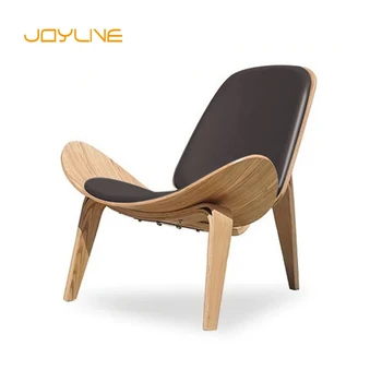 JOYLİVE Modern Salon Üç Ayaklı Kabuk Sandalye Kül Kontrplak Kumaş Döşeme Oturma Odası Mobilya