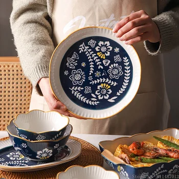 Japon dantel kase tabak yemek tabağı ev ticari fırın yaratıcı seramik sevimli sıraltı renk plaka dantel kase