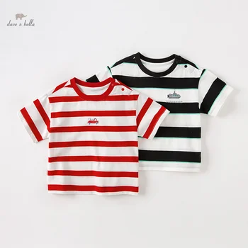 Dave Bella 2023 Yeni çocuk T-Shirt çocuk Giysileri Erkek Kısa Kollu şerit Yaz Bebek Üst Saf Pamuk Rahat Spor DB2235294