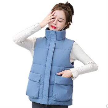 2021 Kadın Kış Kumaş Yelekler Ceketler Kadın Sıcak Kolsuz Giyim Kısa Kore Tarzı Sıcak Satış Yelek Jile CoatsThick