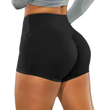 Yeni Cep Kalça Kaldırma Kırışıklık Yoga Şort kadın Eğlenceli Sıcak Pantolon Gece Kulübü Şort Spor Tayt