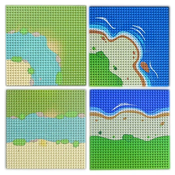 Taban plakası Şehir Sokak renkli Nehir Kumlu Plaj Adası Taban Plakası Sahil Yapı Taşları Uyumlu Tüm Markalar tuğla Çocuklar için