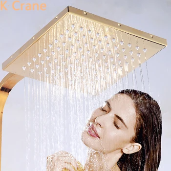 8 İnç Altın Duş Başlığı Banyo Paslanmaz Çelik Siyah Duş Başlığı Krom Tavan Yağmur küvet Bar Modern Sistem Seti SAP Kafa
