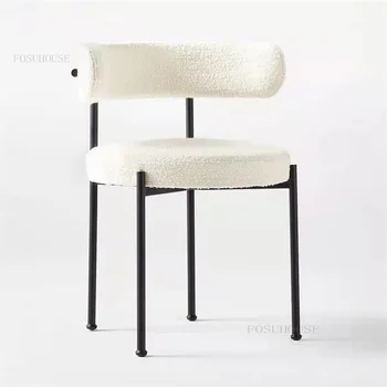 Nordic ışık lüks kaşmir mutfak yemek sandalyeleri Modern yaratıcı tasarımcı yemek sandalyesi ev arkalığı sandalye makyaj sandalyeleri