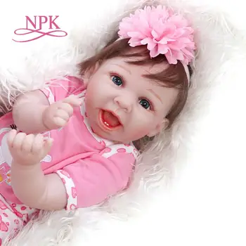NPK 55 CM bebe bebek reborn bebek gerçekçi gerçek dokunmatik yumuşak vücut yenidoğan bebek gülümseme yüz mutlu bebek noel hediyesi