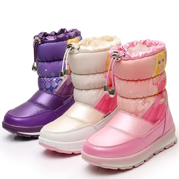  Kış Kızlar Orta Buzağı Peluş Kar Botları Prenses Açık Dayanıklı Botlar Zip Yün Sıcak Tutmak Yürümeye Başlayan Çocuklar kaymaz Ayakkabı Sıcak