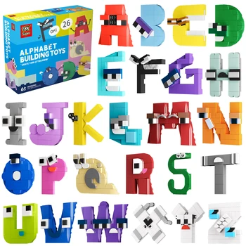 Gobricks 26 Stil İngilizce Alfabe Yapı Taşları Set Eğitim Harfler Lore (A-Z) tuğla çocuklar için oyuncaklar Çocuk Yılbaşı Hediyeleri