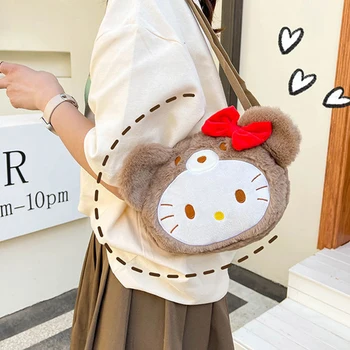 Sanrio Hello Kitty Kawaii Kiti Kedi Sevimli Çanta Karikatür omuz çantaları Moda peluş oyuncaklar Anime Doldurulmuş Hayvanlar Kız doğum günü hediyesi