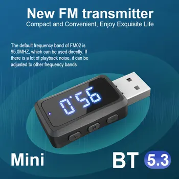 FM02 Araba FM Verici Alıcı Handsfree Çağrı USB Kablosuz Alıcı Verici Dongle Bluetooth Uyumlu Araba FM Radyo için