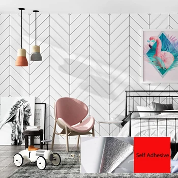 Kendinden Yapışkanlı İskandinav Siyah Beyaz Çizgili Duvar Kağıtları Ev Dekor Minimalist Ins Odası Geometrik Duvar Kağıdı Oturma Odası Yatak Odası için