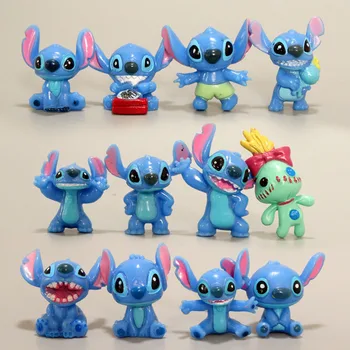 2-3 cm 12 adet / takım Disney Karikatür Anime Lilo Dikiş Pvc Action Figure Koleksiyon Dekorasyon Mini Model Oyuncaklar Bebekler