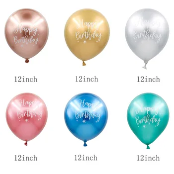 50 Adet 12 inç Mutlu Doğum Günü Balon Dekor Gül Altın Krom Metalik Lateks Balonlar Bebek Duş Doğum Günü Partisi Süslemeleri